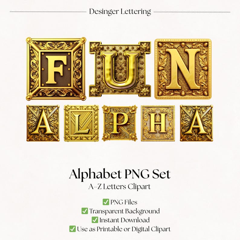 Gold Lettering | Fancy Gold Clipart Alphabet Letters | Decorative ...