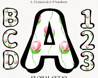 Floral Clipart Letters & Numbers | Retro Ransom Lettering | PNG Alphabet Initials | Monogram Lettering | Digital Download