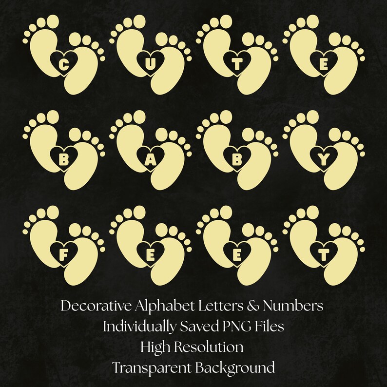Gold Baby Feet Alphabet PNG, Footprint Letters & Numbers, Gender ...