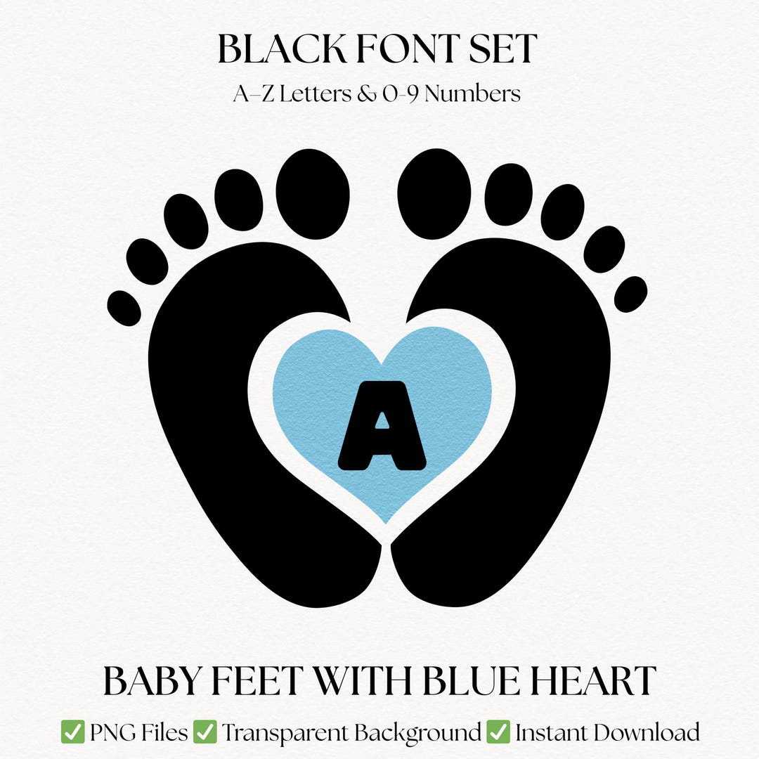 Baby Feet Alphabet PNG, Baby Shower Letters & Numbers, Boy Nursery ...