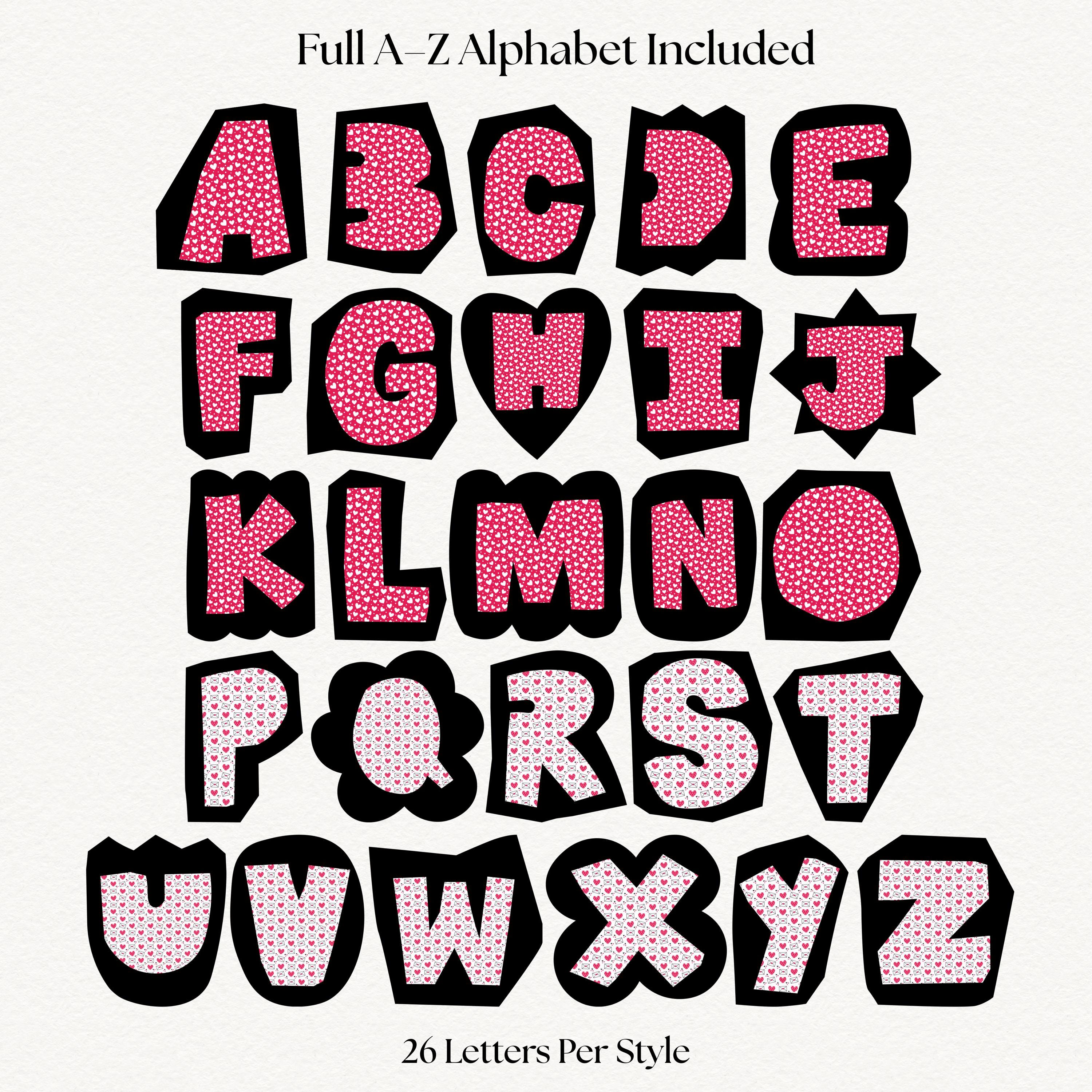 Retro Ransom Alphabet Bundle - Pink | PNG Clipart Letters | Cutout Font ...