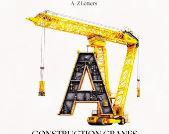 Crane Clipart Alphabet Letters | Construction A-Z Font Bundle | Builder Lettering | Digital Download
