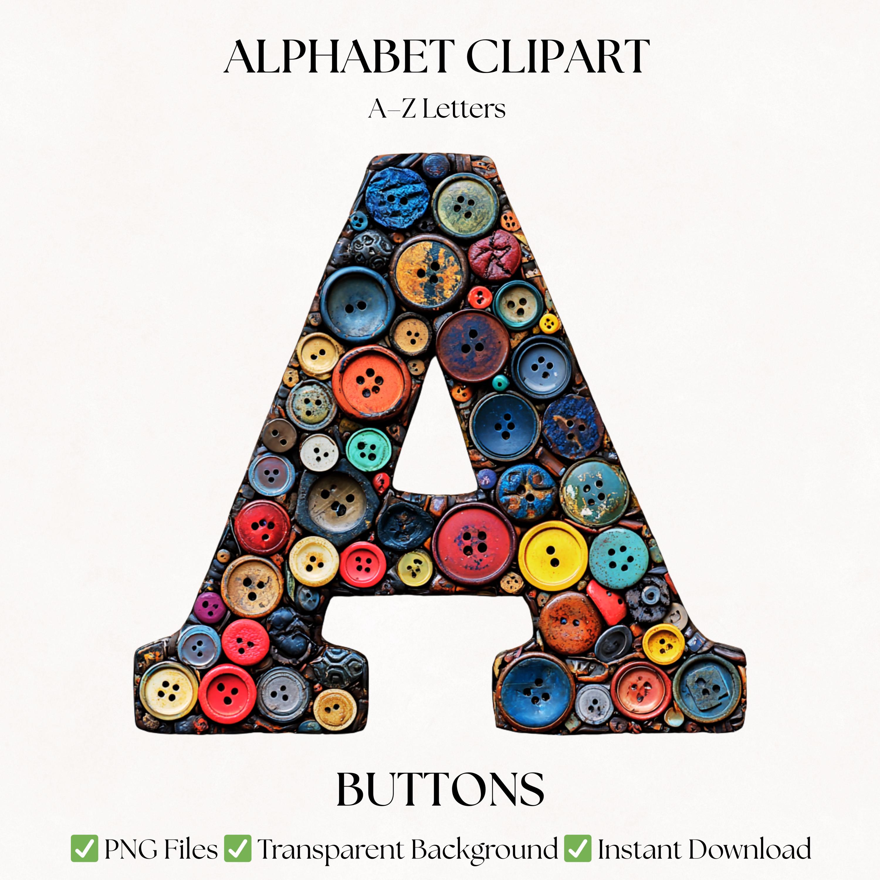 Button Clipart Alphabet Letters | Vintage Sewing Images | PNG Craft ...