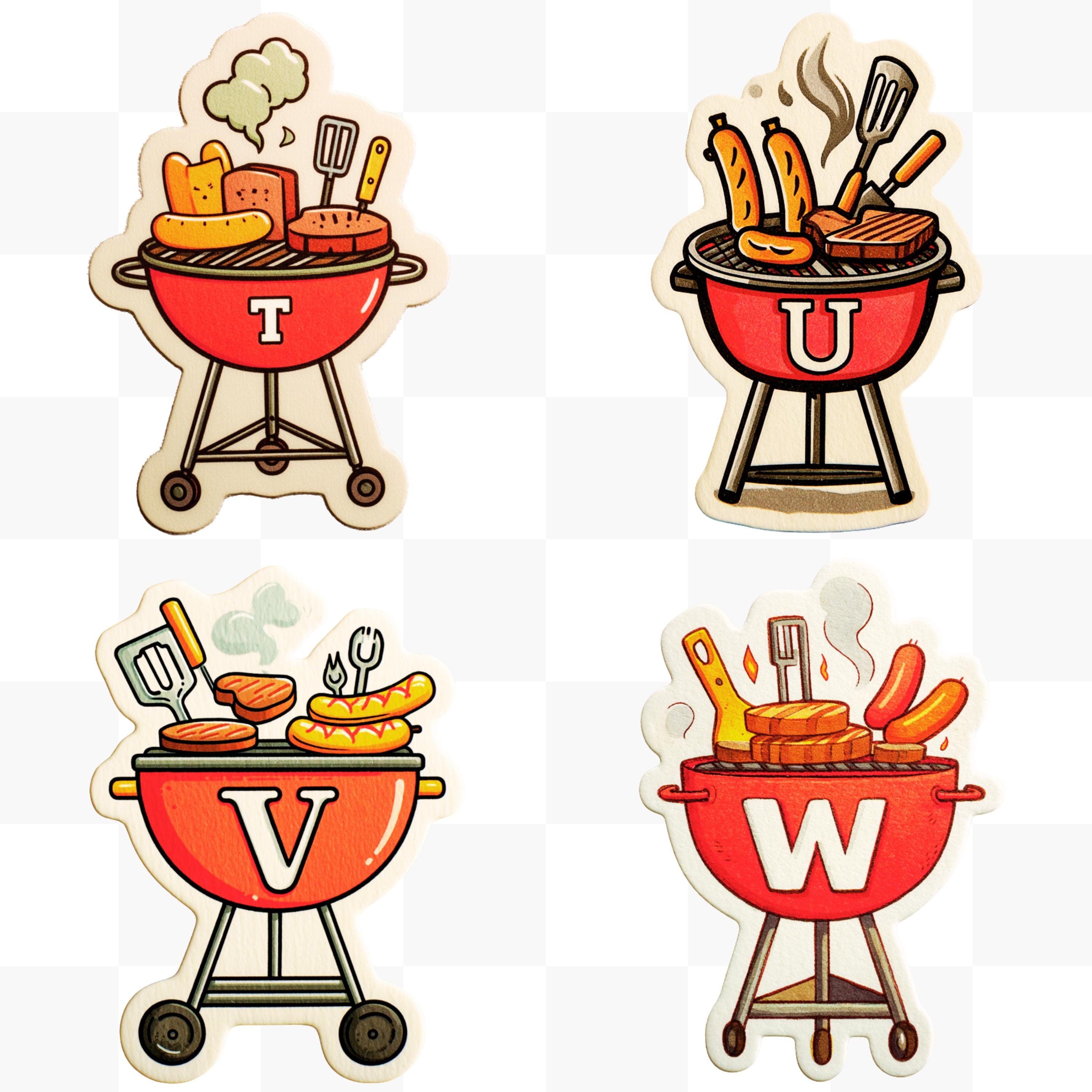 BBQ Grill Alphabet Clipart | Summer Barbeque PNG Letters | Printable ...