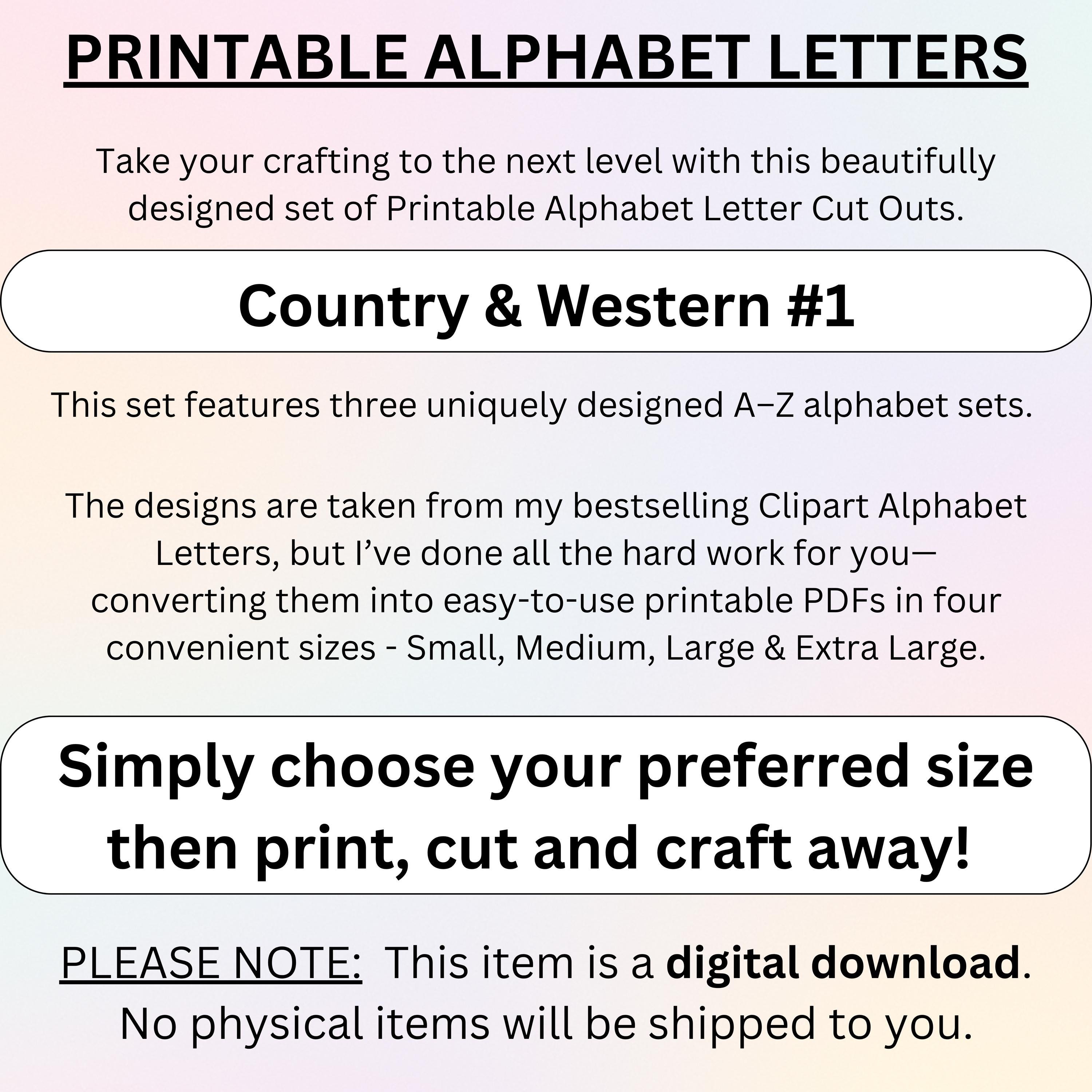 Western Alphabet Letter Cutouts: Printable Country Font, Scrapbook ...