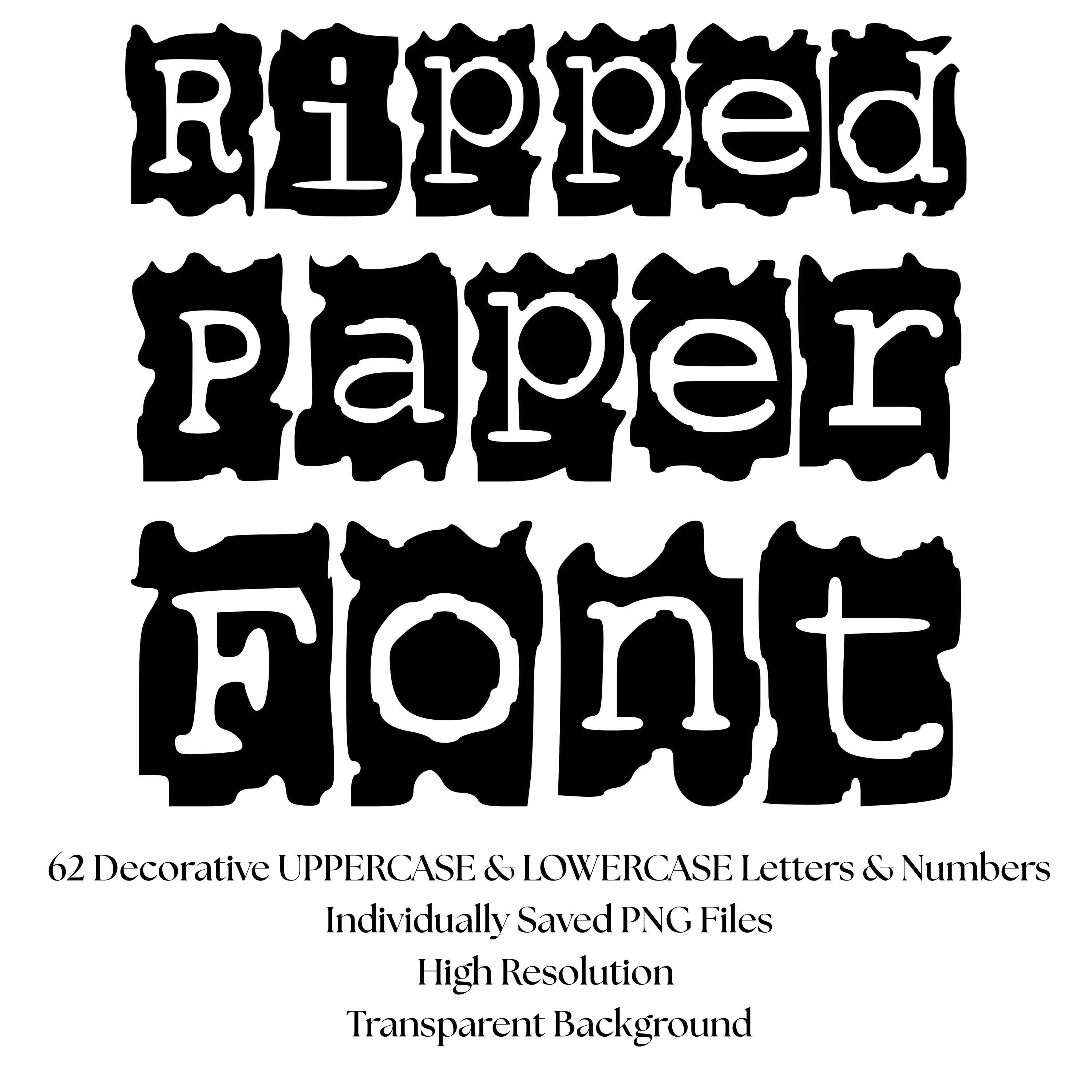 Ripped Paper Font Letters & Numbers | PNG Junk Journal Alphabet ...