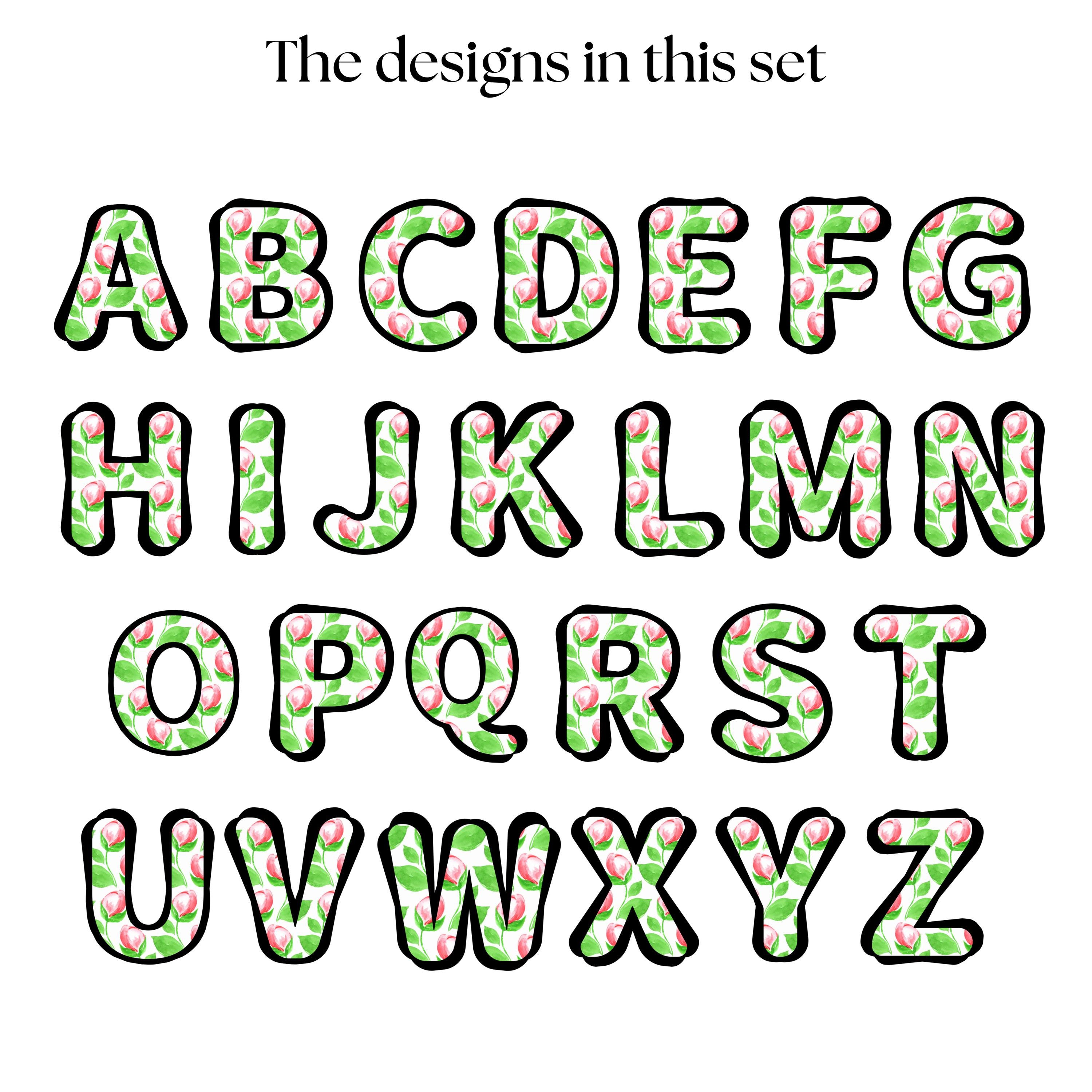 Floral Alphabet Letters & Numbers | PNG Font Lettering | Flower Clipart ...