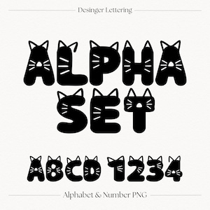 Cat Alphabet PNG Clipart | Whimsical Animal Font, Letters & Numbers (Digital Download)