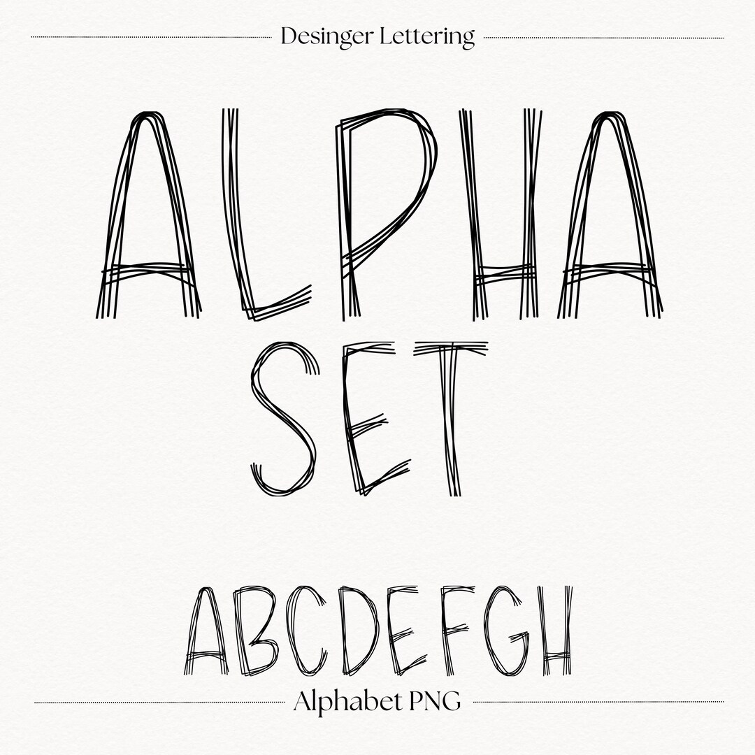 Neat Scribble Alphabet Font PNG | Hand Drawn Decorative Alphabet ...