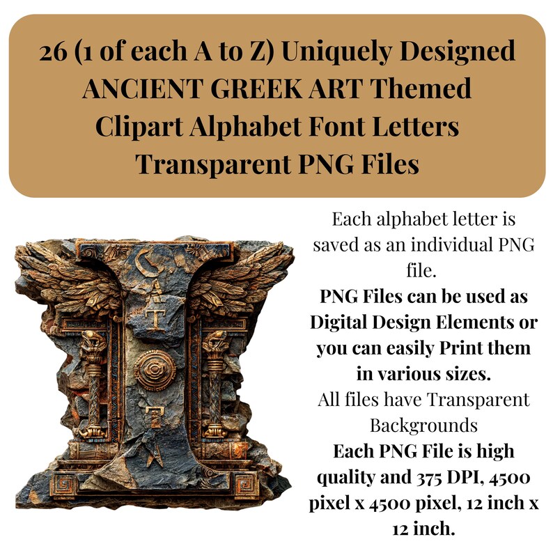 Greek Clipart Alphabet PNG Letters | Ancient Art Themed Mythology ...
