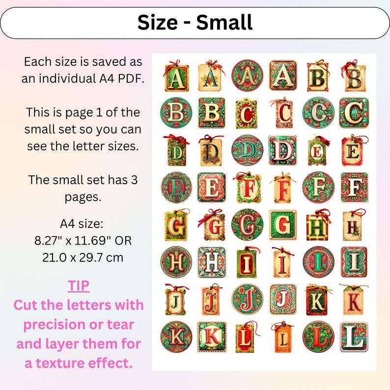 Retro Christmas Alphabet Letter Cut Outs: Printable Fonts (PDF Download ...