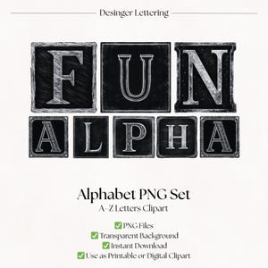 Chalk Alphabet Letters | PNG Clipart Chalkboard Fonts | Fun Lettering for Classrooms | Typography Designs