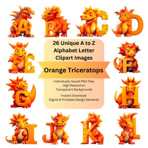 Dinosaur Alphabet Letter Set | Dinosaur Clipart Alphabet Letters | Dinosaur Fonts | Printable Alphabet Letters | Digital Alphabet Letters