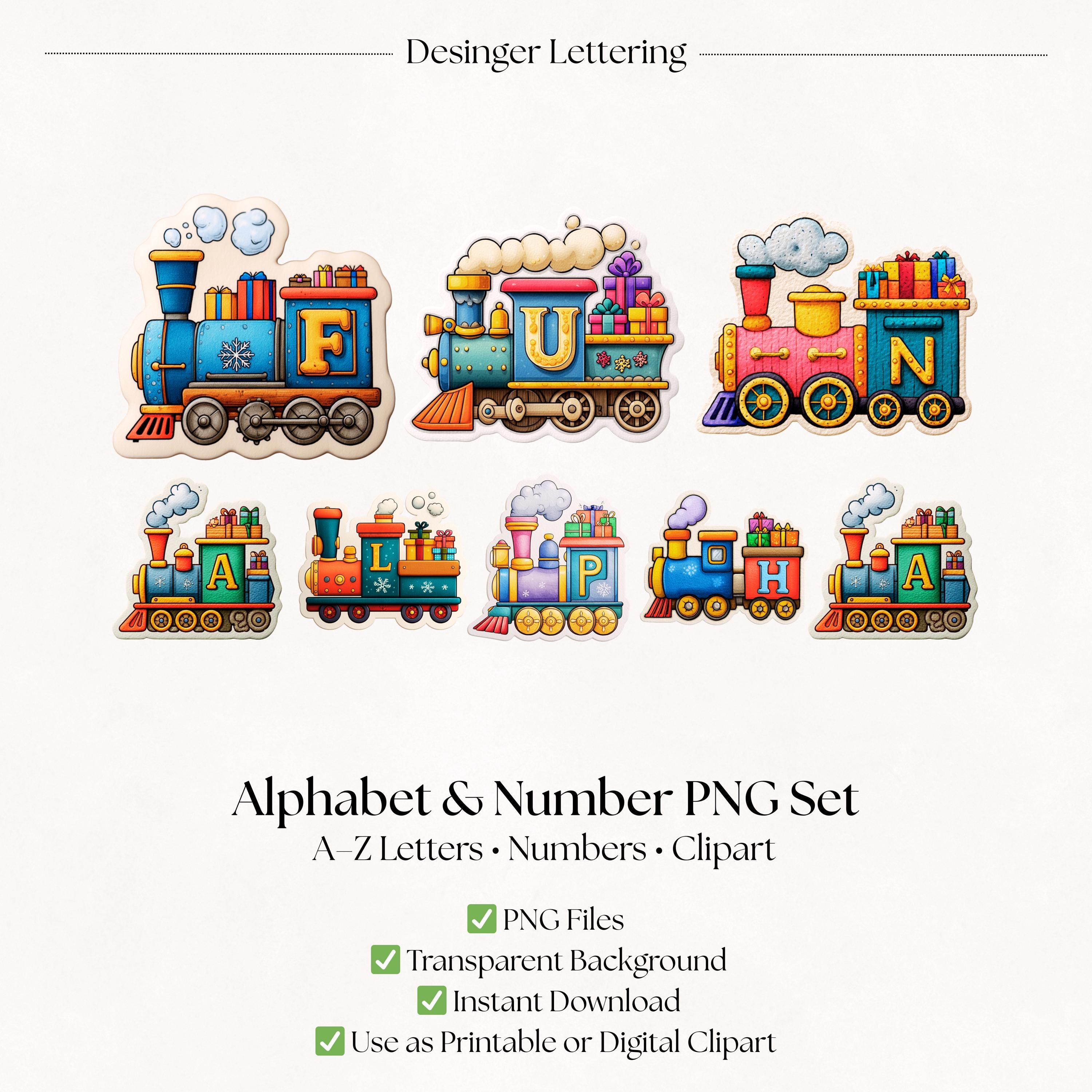 Toy Santa Trains PNG Letter Bundle | Christmas Alphabet Fonts | Fun ...