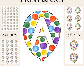 PRINTABLE Balloon Letters & Numbers | Polka Dot Alphabet Print and Cut Out PDF's | Lettering for Banners, Signs and Bulletin Boards