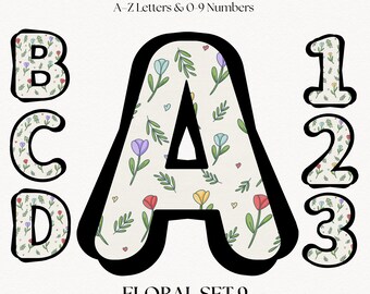 Floral Font Bundle | Ransom Letters & Numbers | Alphabet PNG Flower Lettering | Cricut Monogram Initials