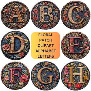 Letras do alfabeto floral para letras de primavera, fonte floral, letras florais em PNG, clipart botânico, pacote de alfabeto e clipart de flores