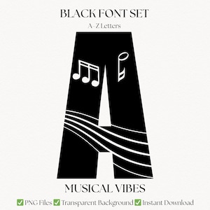 Letras do Alfabeto Musical PNG | Clipart de Fonte Musical Decorativa | Download Digital