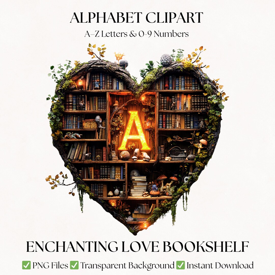 Bookcase Clipart Letters | Book Themed Alphabet PNG Images | Bookish ...