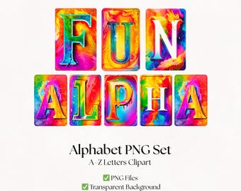 Rainbow Clipart Letters | Colorful Alphabet Set | Decorative Fonts | Digital Download