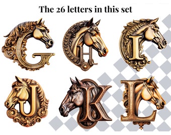Horse Clipart Alphabet Letters | Bronze Western PNG Font Files 期間限定 The LettersHORSESHOEBRACELET LARGE