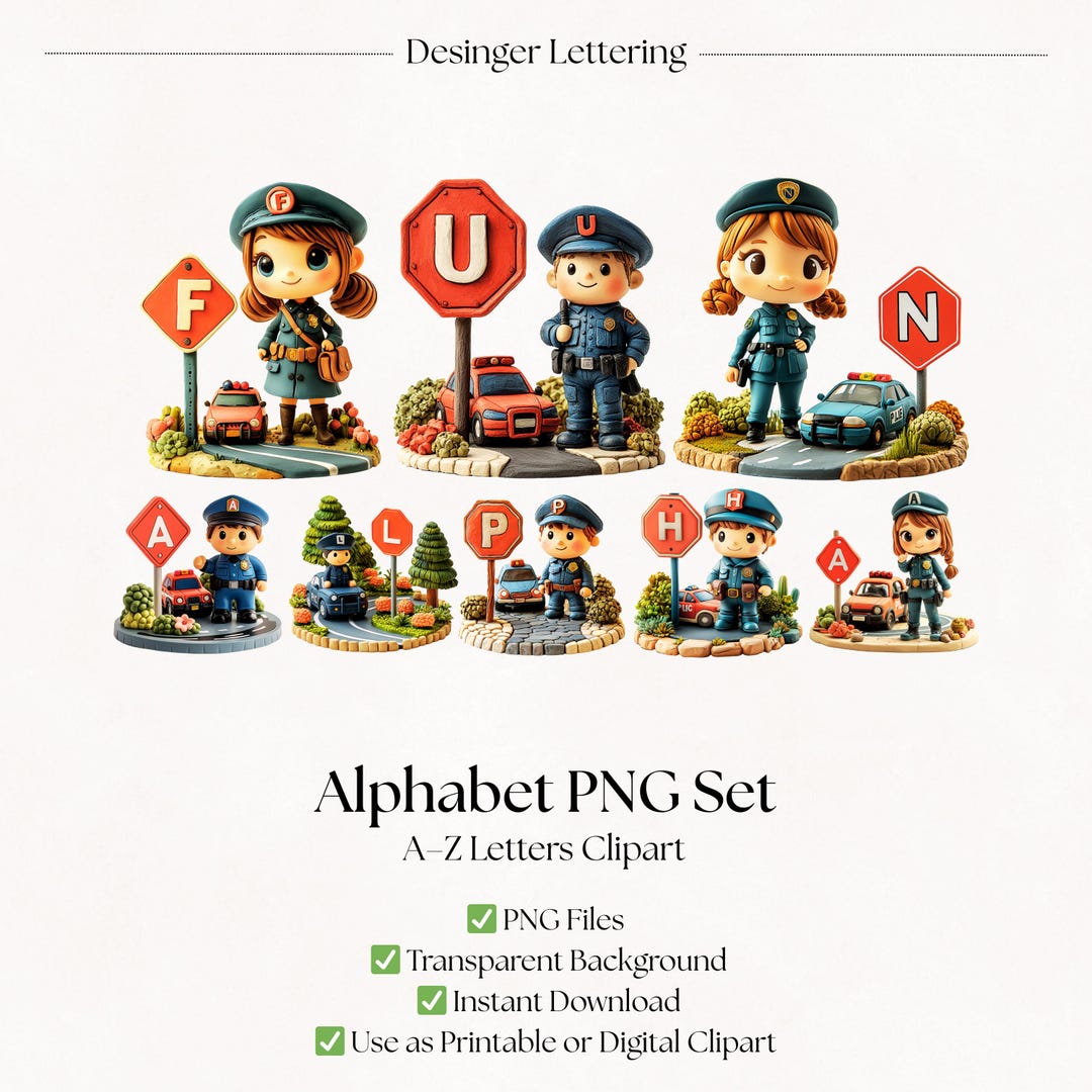 Police Officer Clipart Alphabet Letters | Character Clipart Fonts | Fun ...