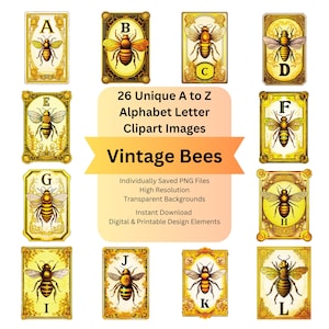 Bee Clipart Alphabet Letters for Printable and Digital Use, Small Letter Stickers Alphabet Design, Transparent PNG Bee Clip Art Image Files