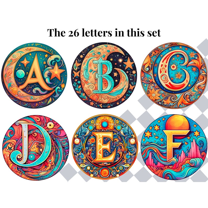Celestial Clipart Alphabet Letters | PNG Boho Lettering Designs ...