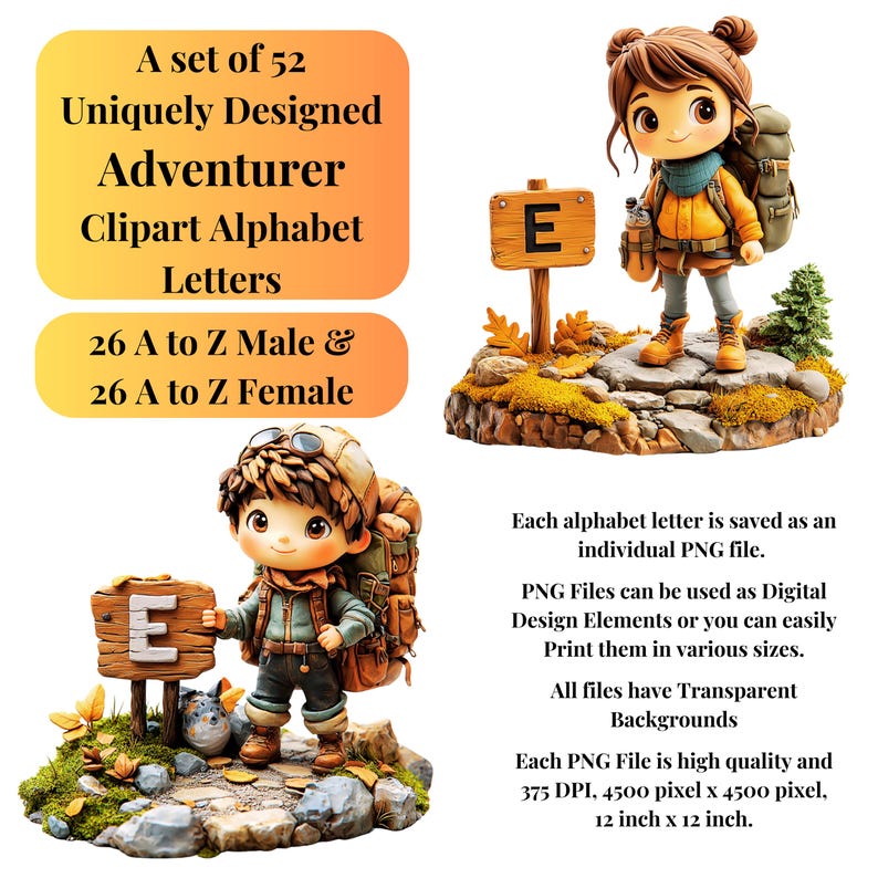 Travel Clipart Alphabet Letters | Adventurer PNG Fonts | Character ...