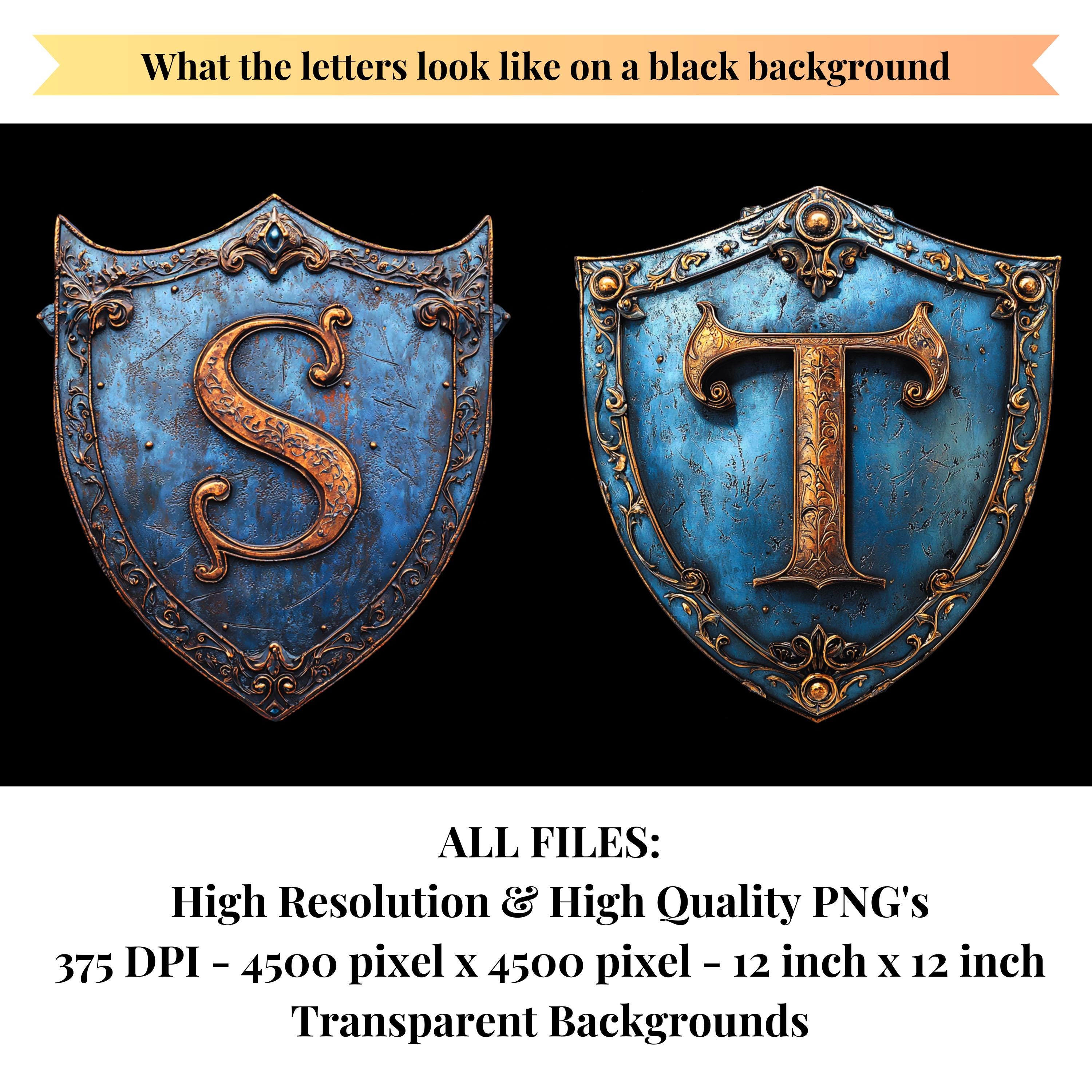 Shield Type Lettering Shield Alphabet Letter Clipart | Blue Crest Lettering PNG Design ...
