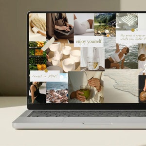 2025 Digital Vision Board Template: Desktop Wallpaper (Canva Editable, Digital Download