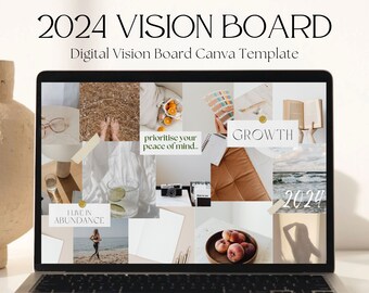 2024 Digital Vision Board Canva Template Vision Board Template, Vision ...