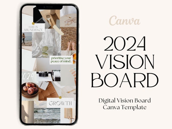 2024 Digital Vision Board Canva Template Vision Board Template