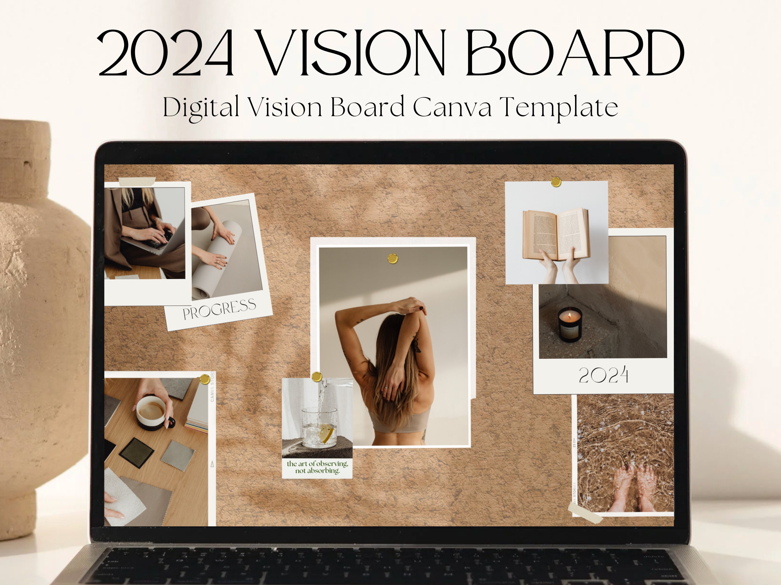 2024 Digital Vision Board Canva Template Vision Board Template, Vision