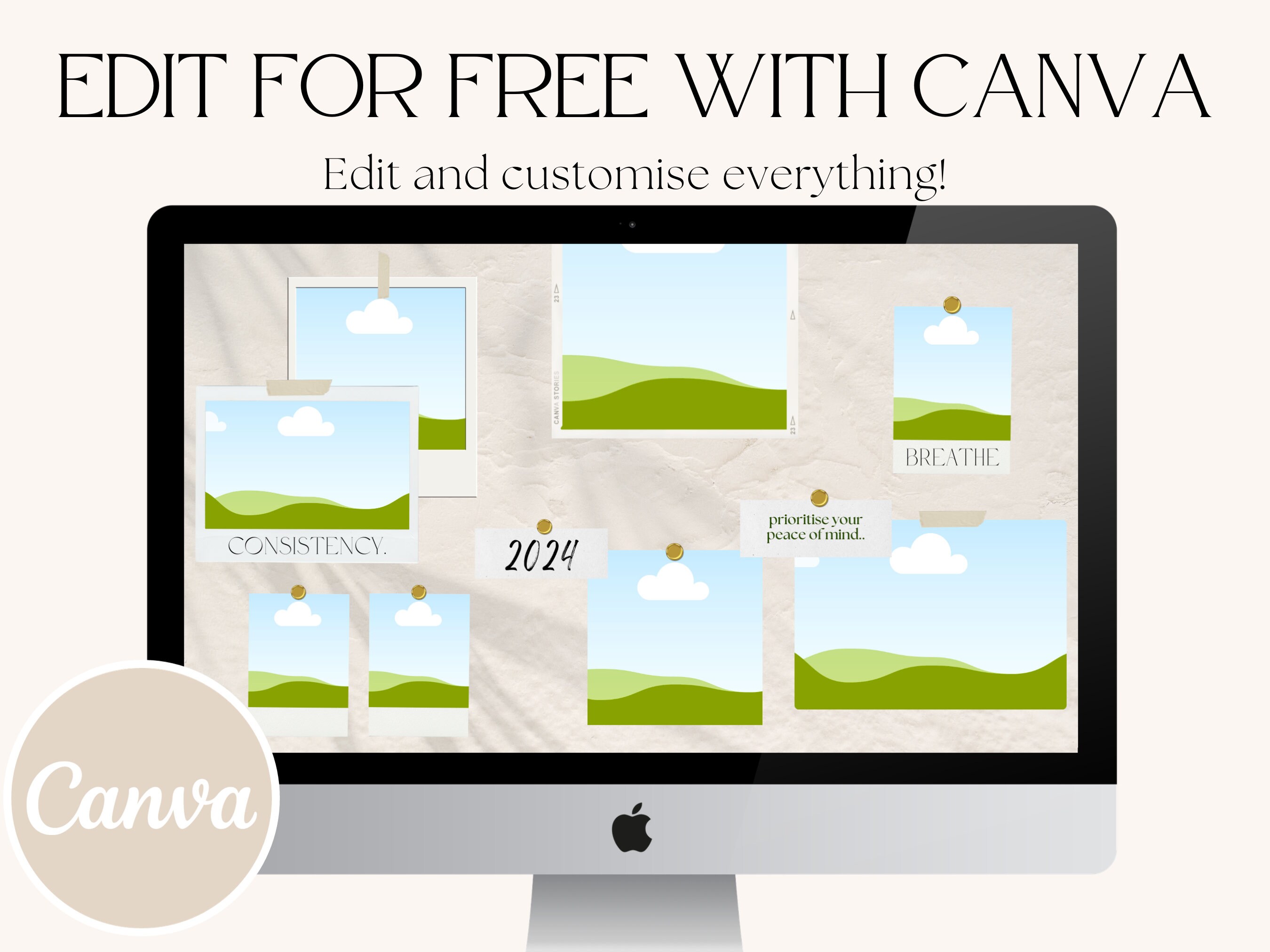 2024 Digital Vision Board Canva Template Vision Board Template, Vision