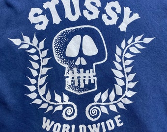 Vintage Stussy Zipped up Hoodie Skull Design Faded Blue - Etsy