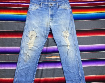 Vintage Wrangler Light Washed Distressed Denim