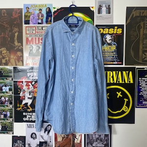 Vintage Polo Ralph Lauren Light Wash Denim Button Down Shirt