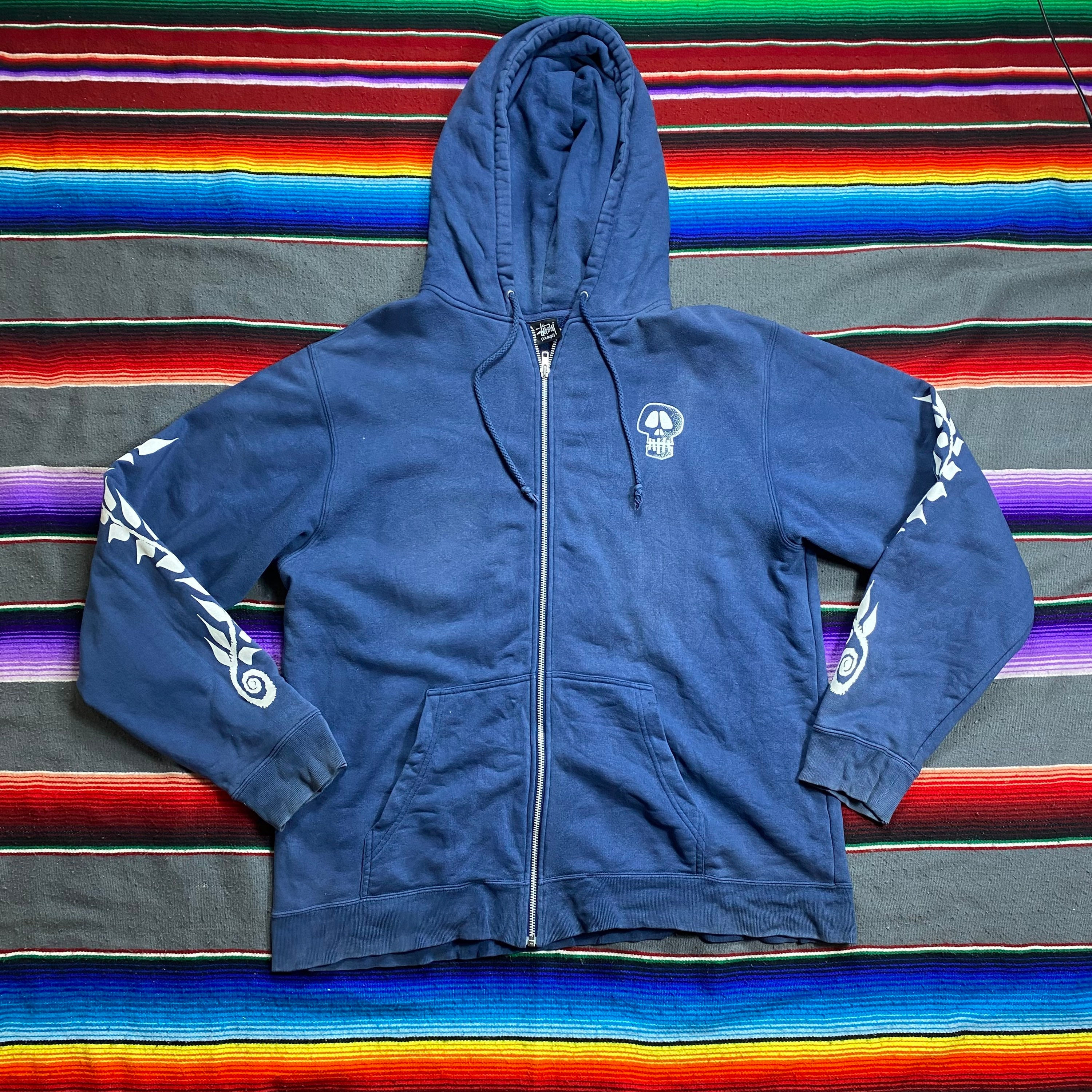 Vintage Stussy Zipped up Hoodie Skull Design Faded Blue - Etsy Vintage Stussy Zipped up Hoodie Skull Design Faded Blue - Etsy