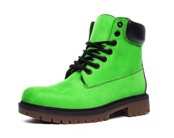 Neon Green Boots, Casual Boots, Green Shoes, Green Boots, Neon, Faux Leather, Fashion Shoes, Dress Boot, Classic Boots, Trendy Boots