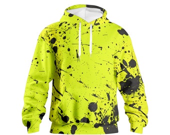 Neon Hoodie, Neonfarbe Splatter, Heller Hoodie, Cooler Hoodie, Streetwear, Mode Hoodie, Statement Hoodie, Hoodie, Neon Gelb