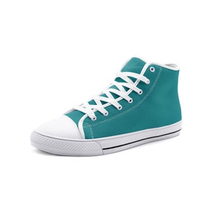 High Top Canvas Shoes, Teal, Casual Shoes, Teal Shoes, Blue Shoes, Blue High Tops, Turquoise Shoes,  High Tops for Women, High Tops for Men