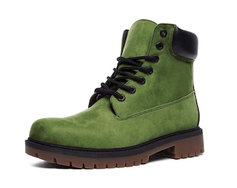 Boots, Casual Boots, Retro Green Shoes, Green Boots, Green, Faux Leather, Fashion Shoe, Dress Boot, Classic Boots, Trendy Boots, Mid Century