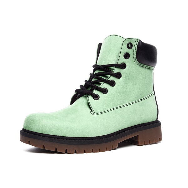 Neon Mint Green Boots, Casual Boots, Green Shoes, Mint Boots, Neon, Faux Leather, Fashion Shoes, Dress Boot, Classic Boots, Trendy Boots