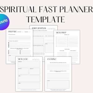 Spiritual Fast Planner Template, Christian Fasting Planner Template, Daniel Fast, Spiritual Fast Bundle, Canva Template, Digital Planner