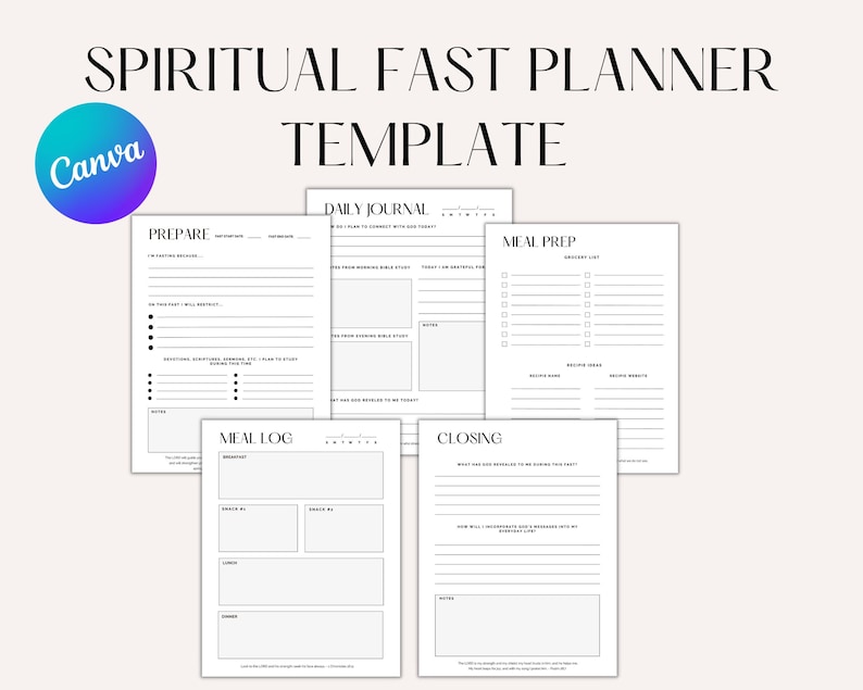 Spiritual Fast Planner Template, Daniel Fast, Spiritual Fast Bundle ...