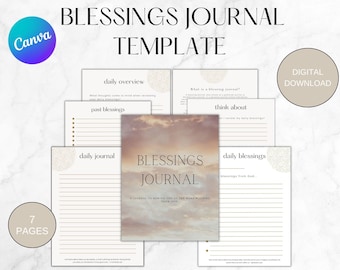 Segens Journal Canva Vorlage, Dankbarkeit Christliche Arbeitsmappe (Digitaler Download)