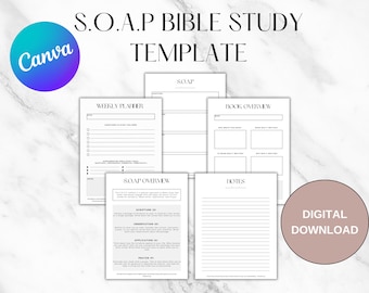 SOAP Bibelstudienvorlage, anpassbare Canva Christian Studie (digitaler Download)