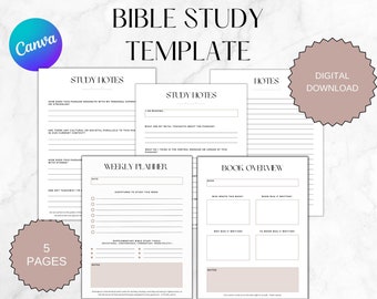 Bibelstudien-Journal | Christliche Planerseiten (Canva bearbeitbar, digitaler Download)