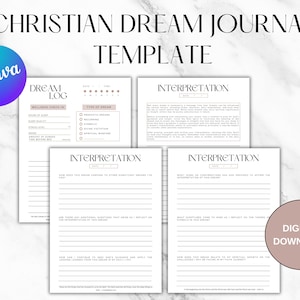 Modello di diario dei sogni cristiani, modello Canva, diario dei sogni stampabile, registro dei sogni, modello cristiano, modello basato sulla fede